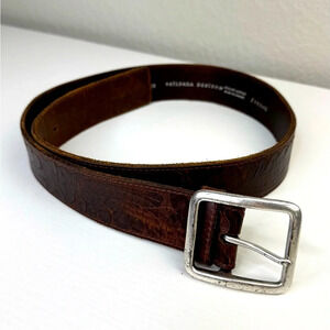 Silpada Floral Embossed Tooled Leather Belt Size M Brown Western Boho